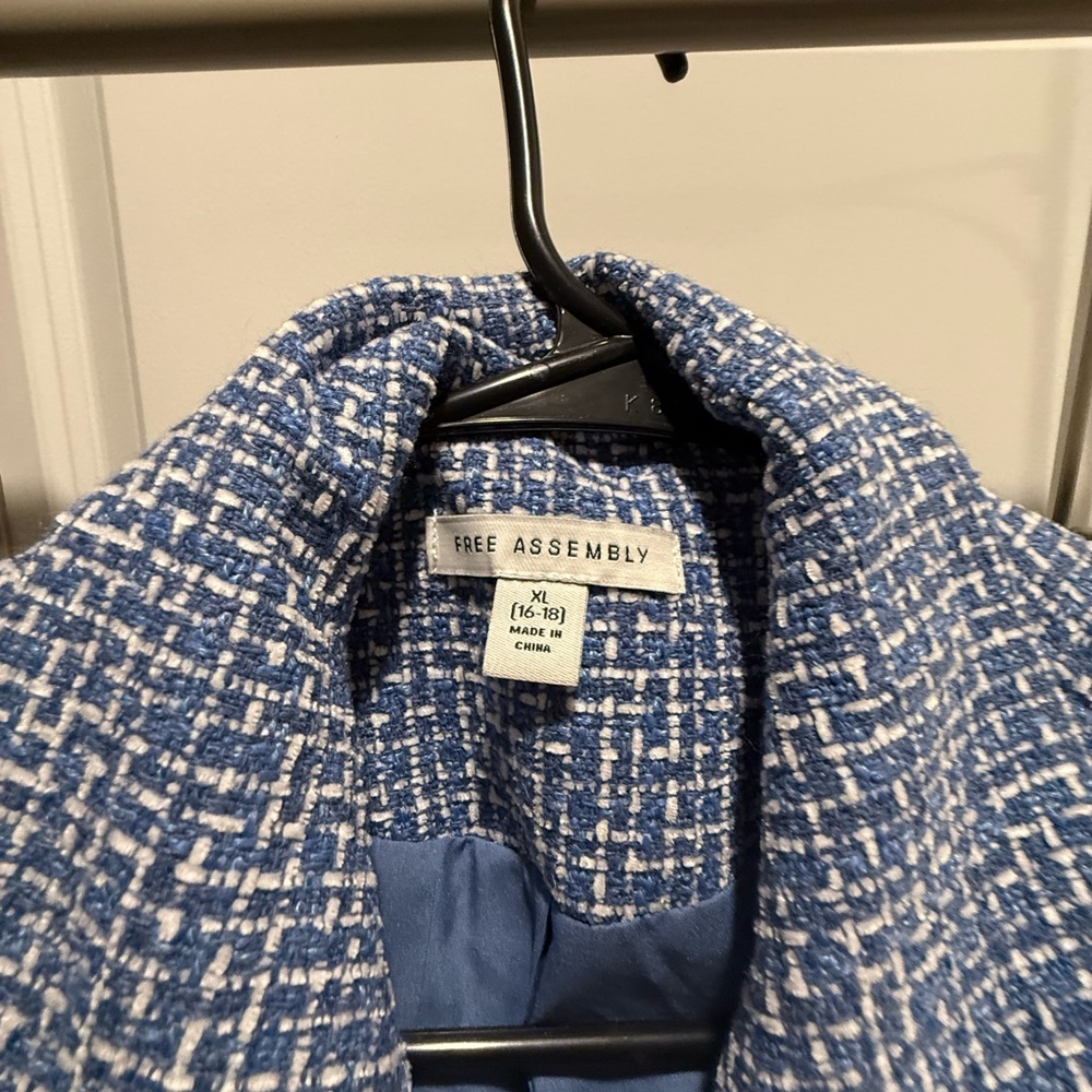 Free Assembly Blue and White Tweed Jacket